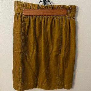 J. Crew gold velvet skirt